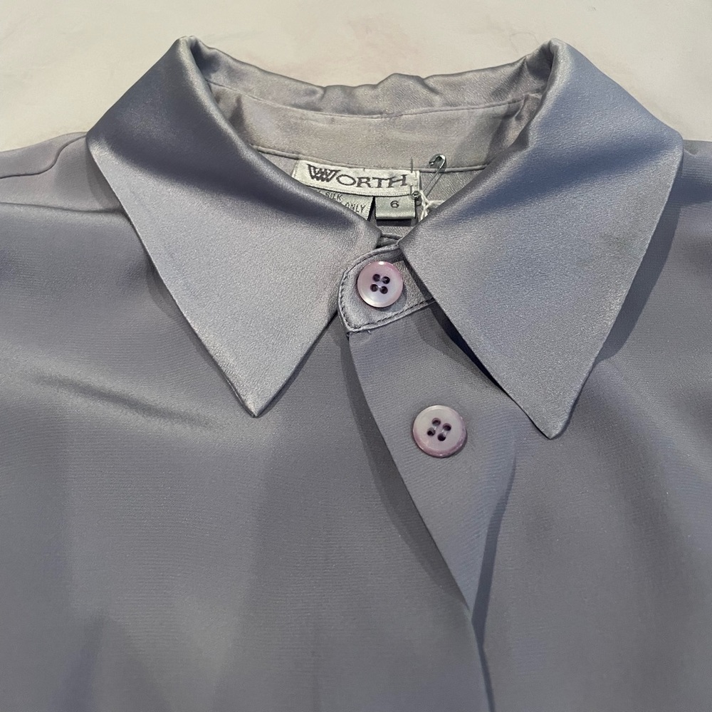 Worth Vintage Silk Periwinkle Blouse.